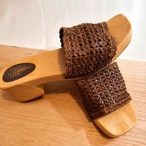 Studio Brown Slide Sandals Size 10